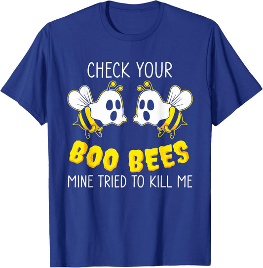 Check Your Boo Bees Mine Tried To Kill Me Breast Cancer T-Shirt - T-Shirt | Royal