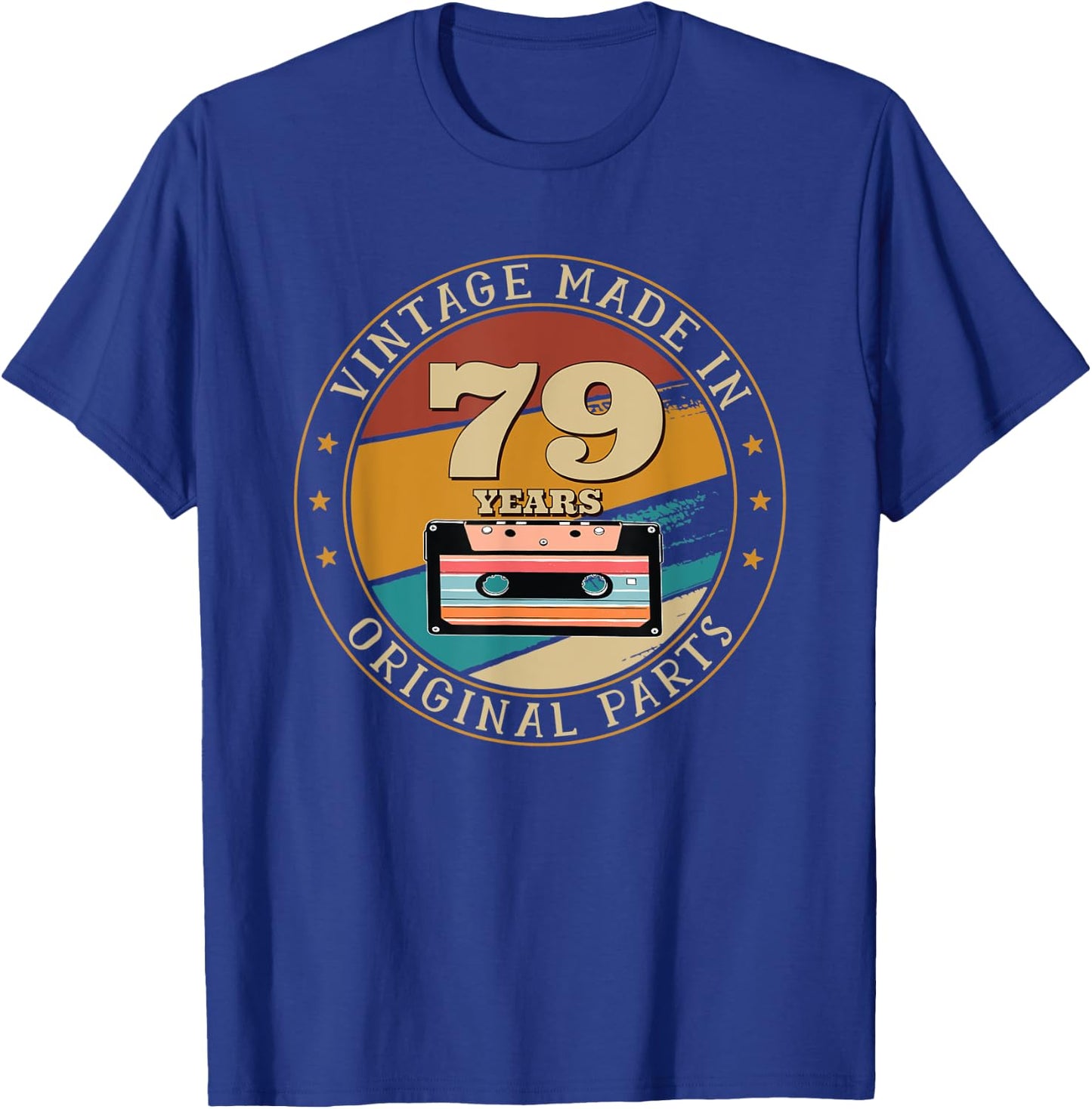 79th Happy Birthday Vintage Made Cassette Tape 79 Years Old T-Shirt - T-Shirt | Royal