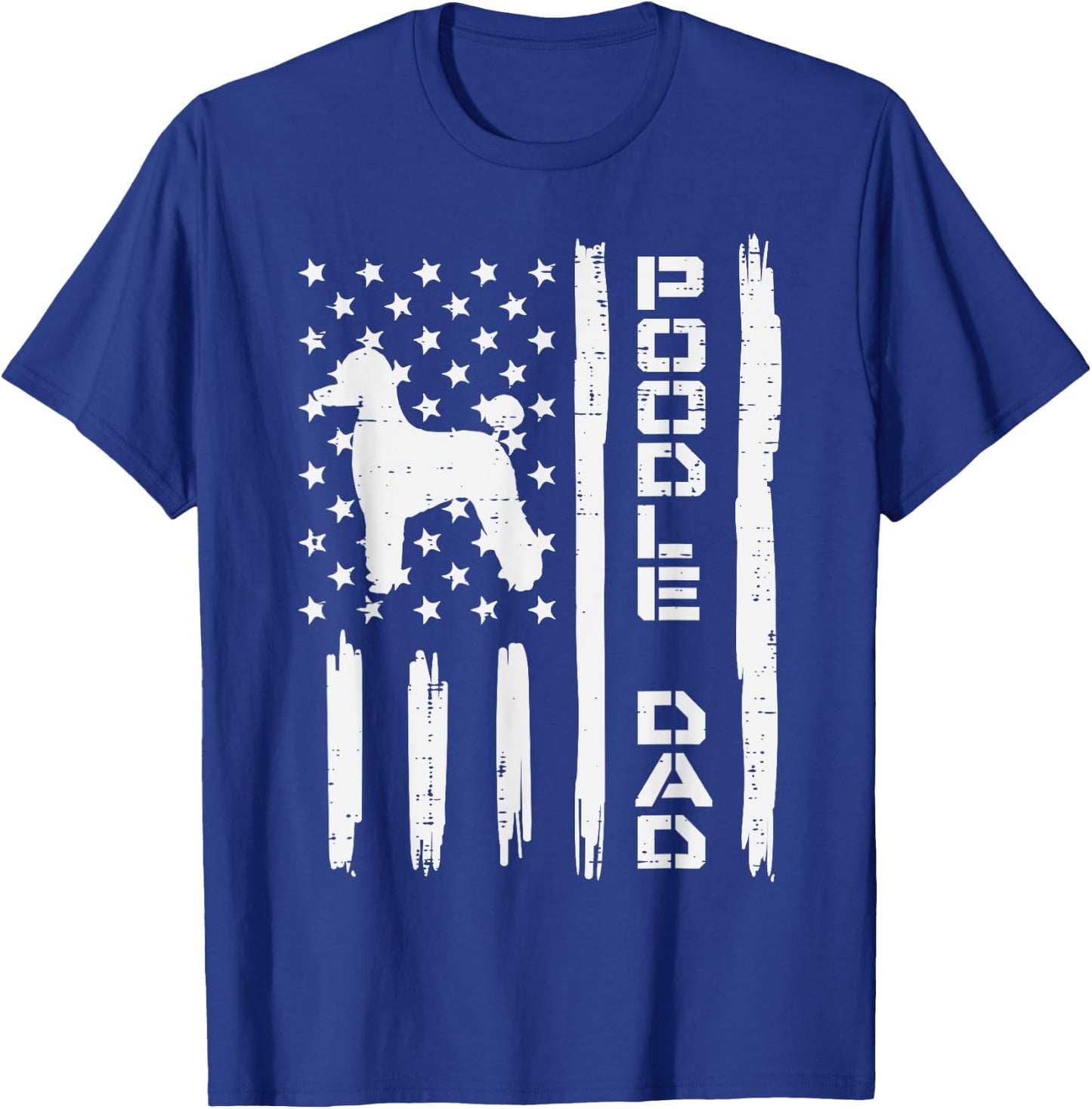 Poodle Dad US Flag Vintage Patriot Dog Lover Owner Men Gift T-Shirt - T-Shirt | Royal