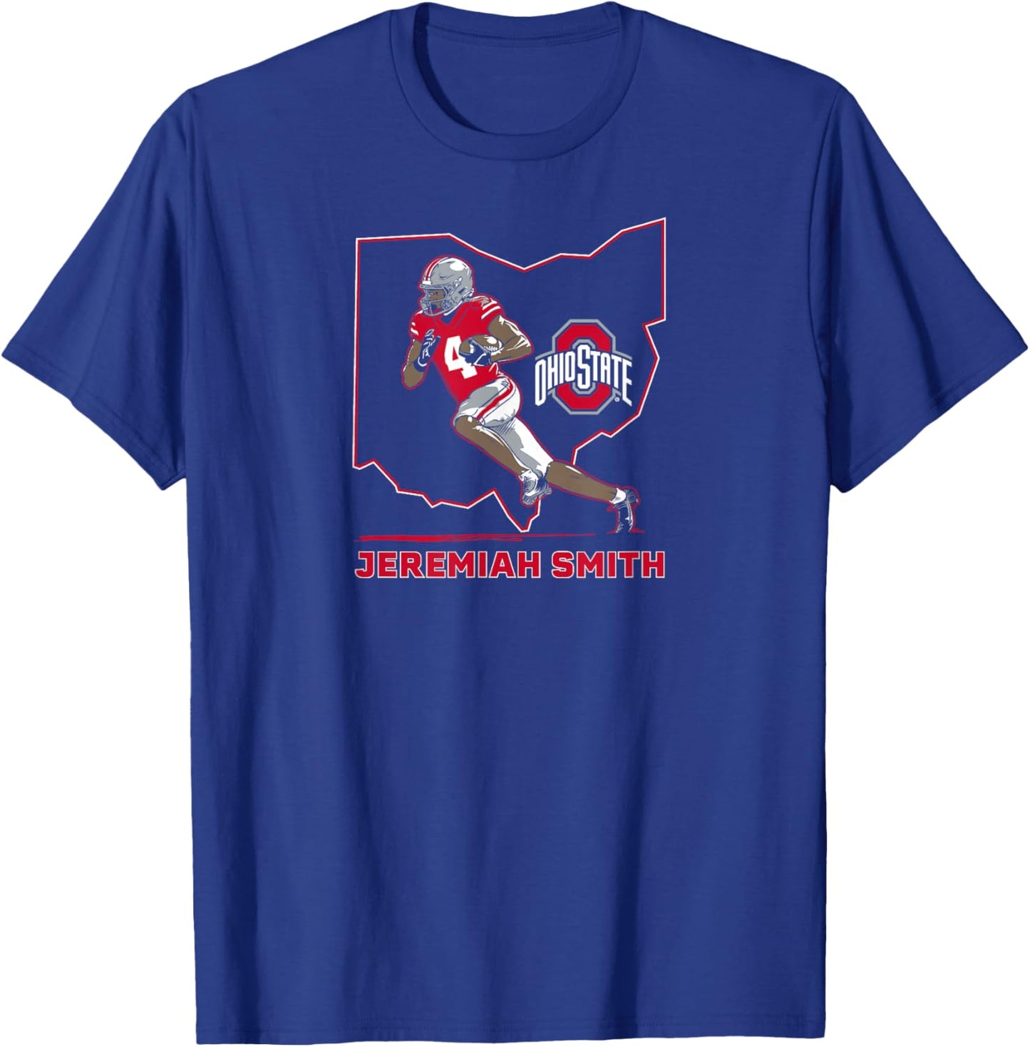 Ohio State Football: Jeremiah Smith State Star T-Shirt - T-Shirt | Royal