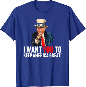 Trump 2020 - I Want You to Keep America Great - Uncle Sam T-Shirt - T-Shirt | Royal