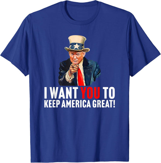 Trump 2020 - I Want You to Keep America Great - Uncle Sam T-Shirt - T-Shirt | Royal