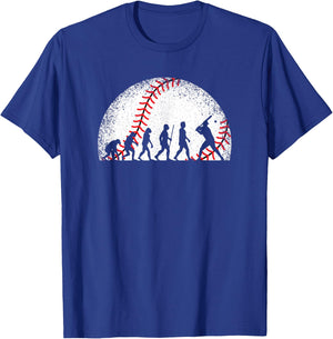 Baseball Evolution Vintage Baseball Player Men Boys T-Shirt - T-Shirt | Royal