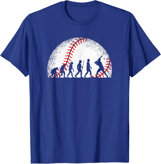 Baseball Evolution Vintage Baseball Player Men Boys T-Shirt - T-Shirt | Royal