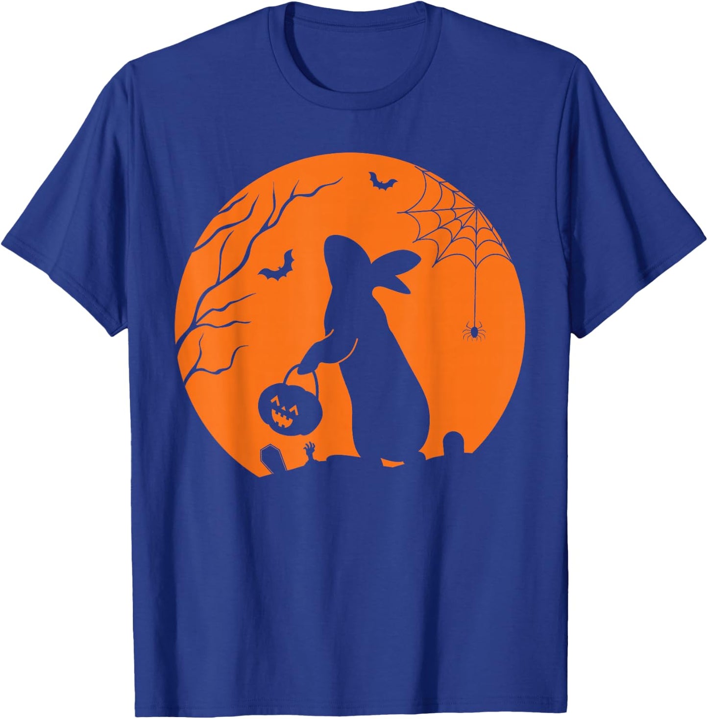 Rabbit Halloween Design Rabbit with Pumpkin Bunny Halloween T-Shirt - T-Shirt | Royal