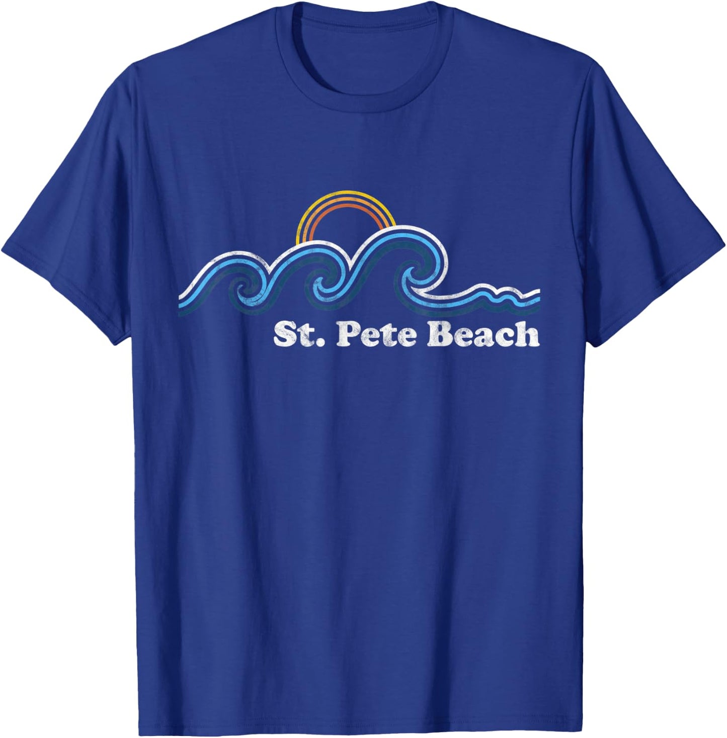 St. Pete Beach Florida FL Sufing Waves Sunset Beach Vintage T-Shirt - T-Shirt | Royal