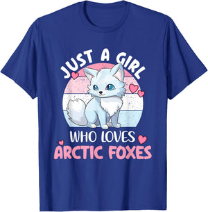 Just A Girl Who Loves Arctic Foxes Kid Cute Arctic Fox Lover T-Shirt - T-Shirt | Royal