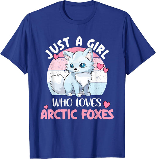 Just A Girl Who Loves Arctic Foxes Kid Cute Arctic Fox Lover T-Shirt - T-Shirt | Royal