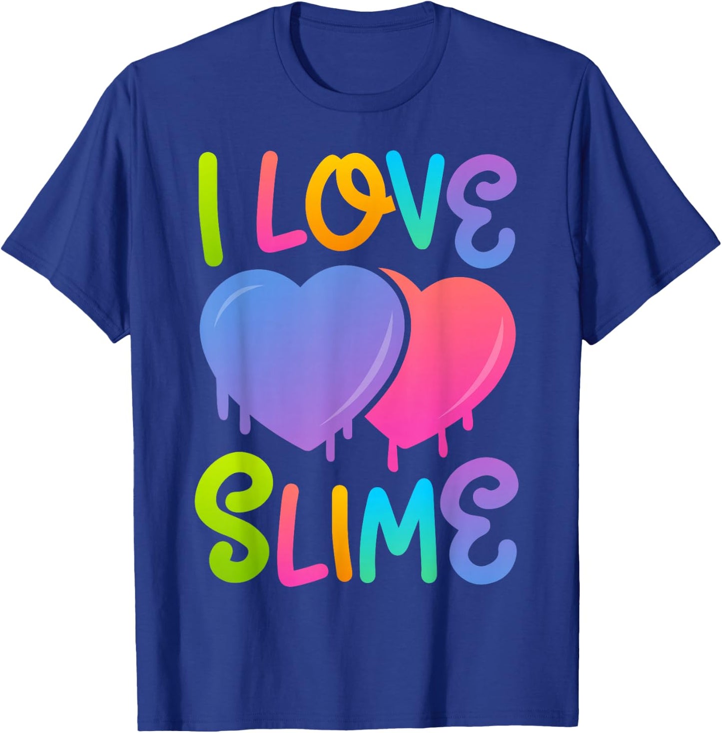 I Love Slime DIY Slime Lovers Kids Girls Boys Heart Rainbow T-Shirt - T-Shirt | Royal
