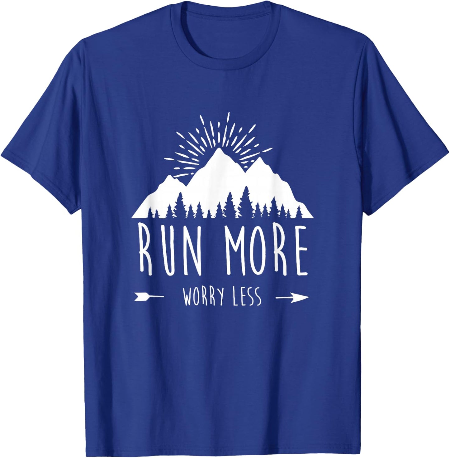 Run More Worry Less Vintage Nature Lovers Trail Running T-Shirt - T-Shirt | Royal