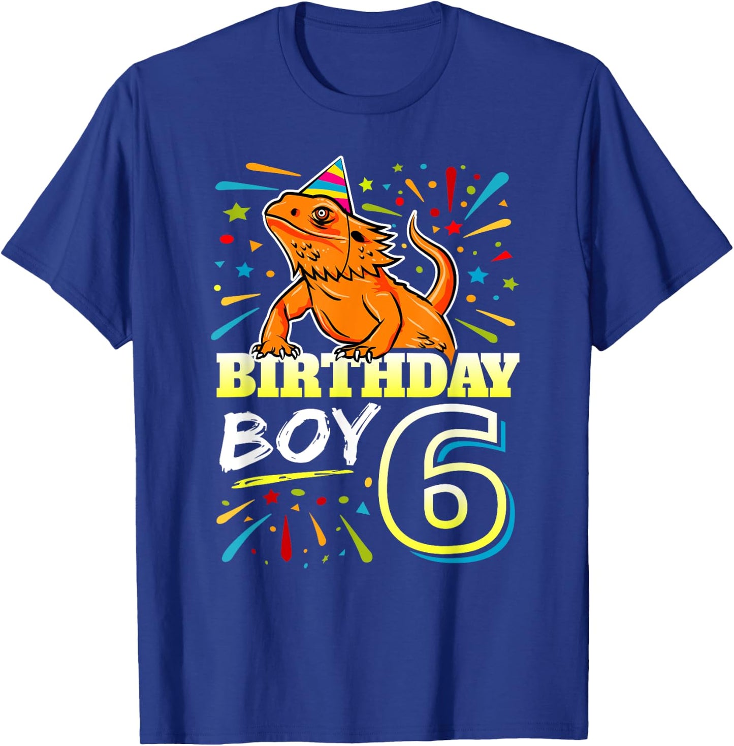 Bearded Dragon Lizard Kids 6th Birthday - 6 Year Old Boy T-Shirt - T-Shirt | Royal