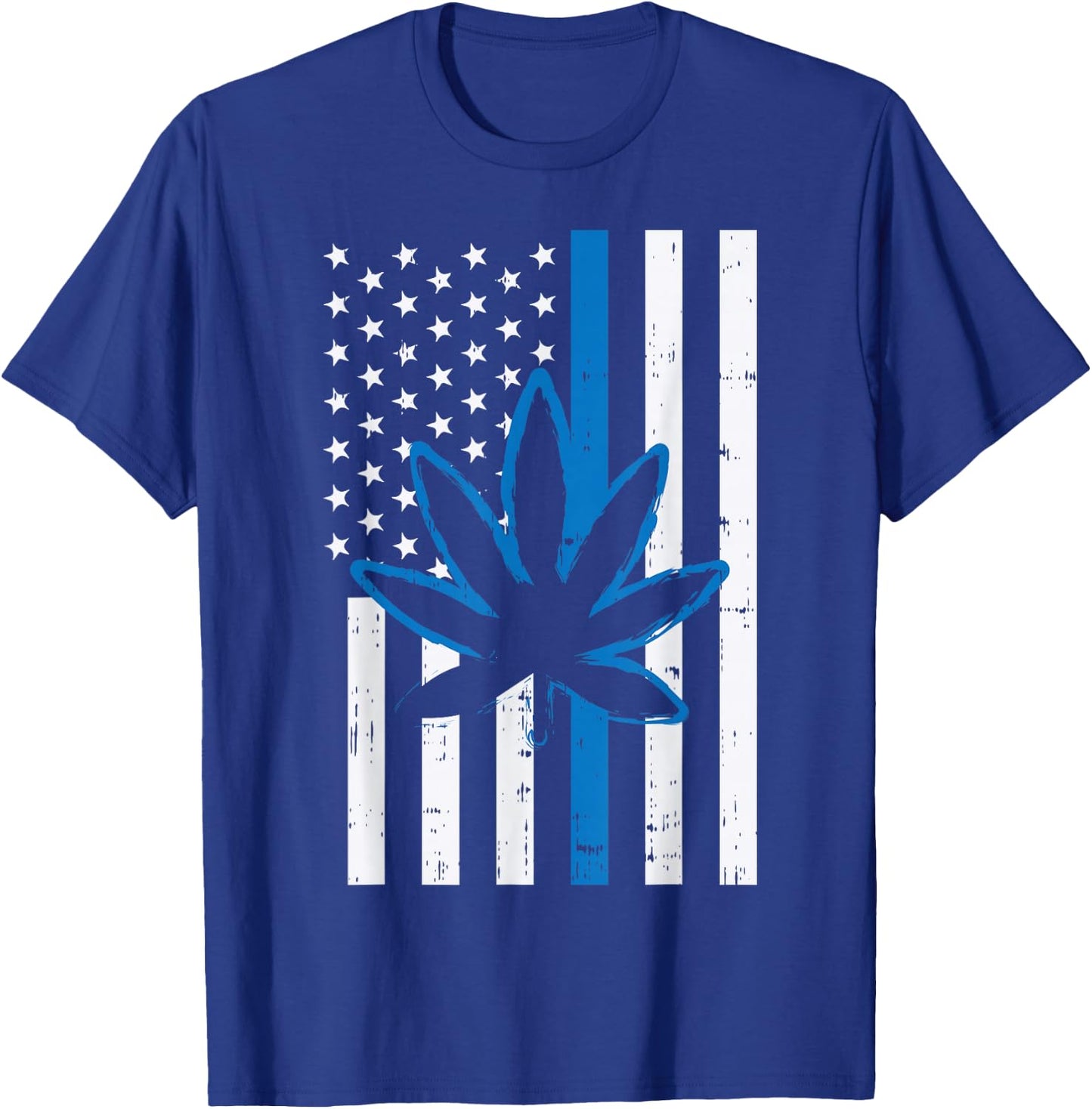 Weed Cannabis Flag Thin Blue Line Police Cop 420 Stoner Gift T-Shirt - T-Shirt | Royal
