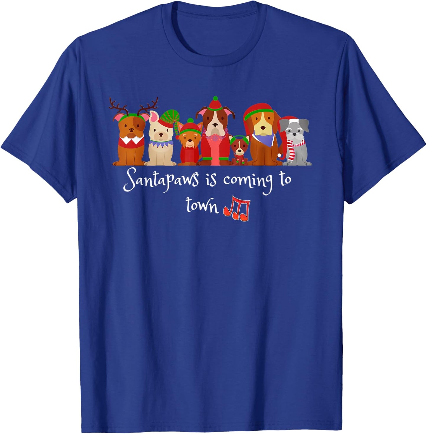 Santapaws Is Coming to Town Dog Lovers Christmas Men Women Kids T-Shirt - T-Shirt | Royal