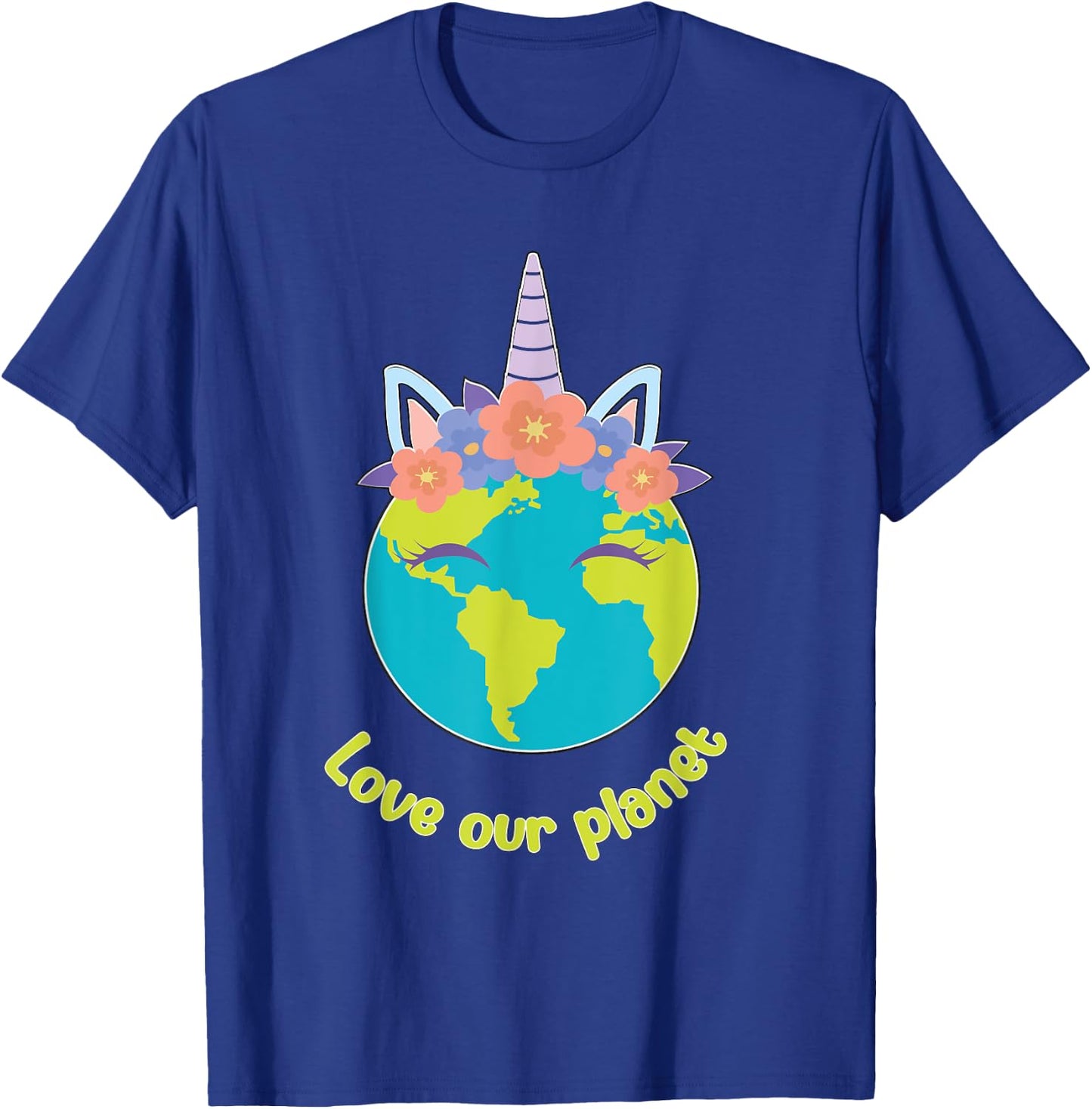 Boys Girl Earth Day 2025 Toddler Kids Unicorn Face T-Shirt - T-Shirt | Royal