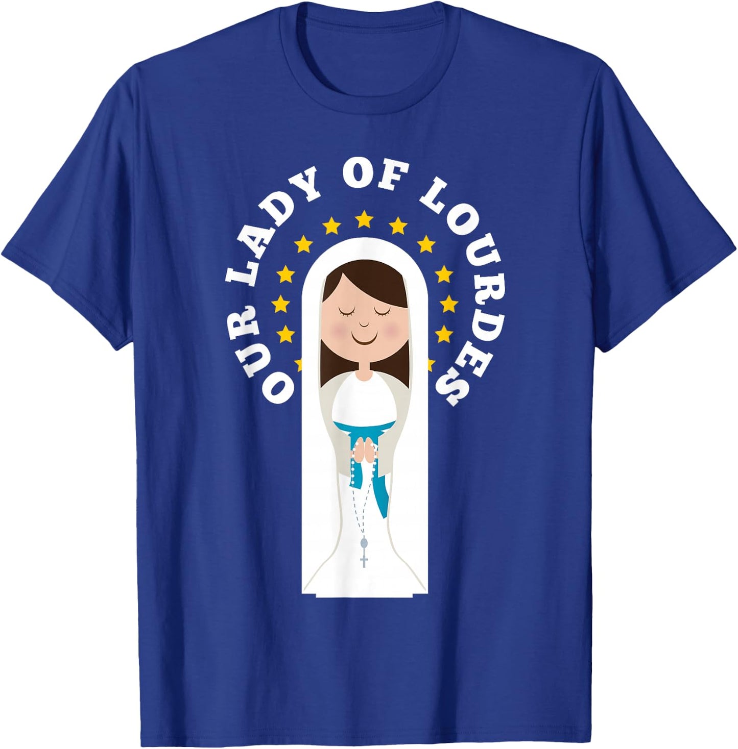 Our Lady Lourdes Immaculate Conception Mary Catholic Kids T-Shirt - T-Shirt | Royal