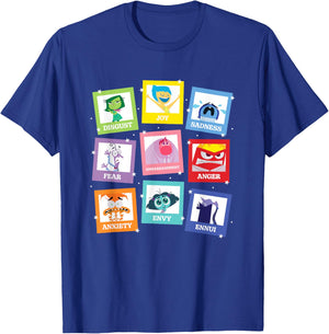 Disney Pixar Inside Out 2 Iconic Characters Big Chest Panels T-Shirt - T-Shirt | Royal