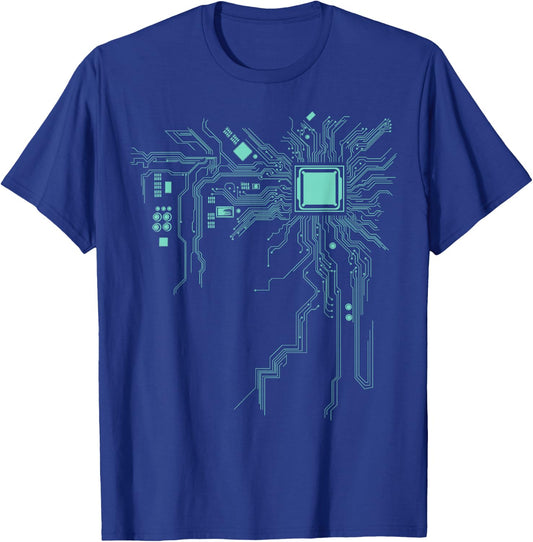 Funny Computer Geek Nerd Gift Cool Computer Core Circuit T-Shirt - T-Shirt | Royal
