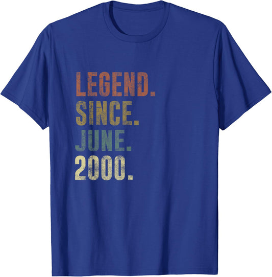 25th 2000 Birthday Vintage Legend Since June 2000 T-Shirt - T-Shirt | Royal