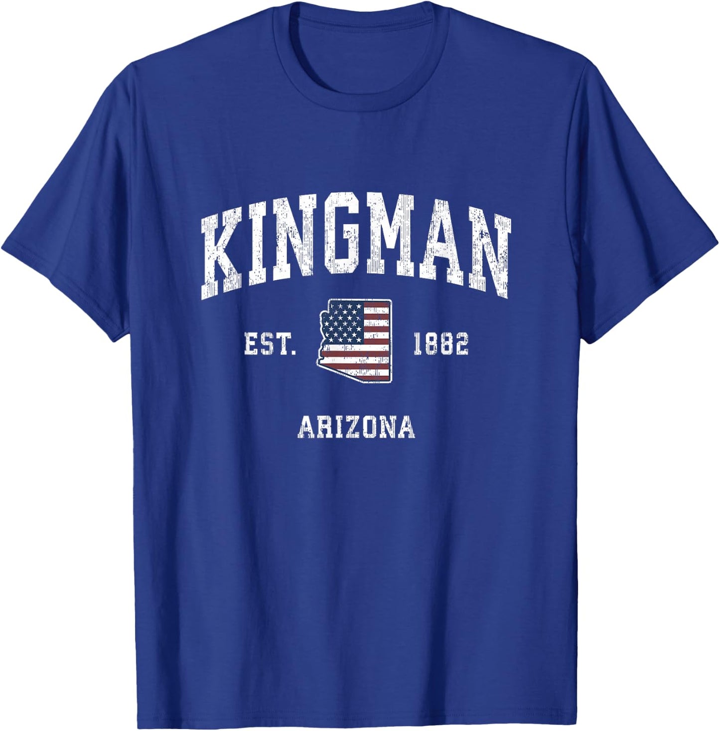 Kingman Arizona AZ Vintage American Flag Sports Design T-Shirt - T-Shirt | Royal