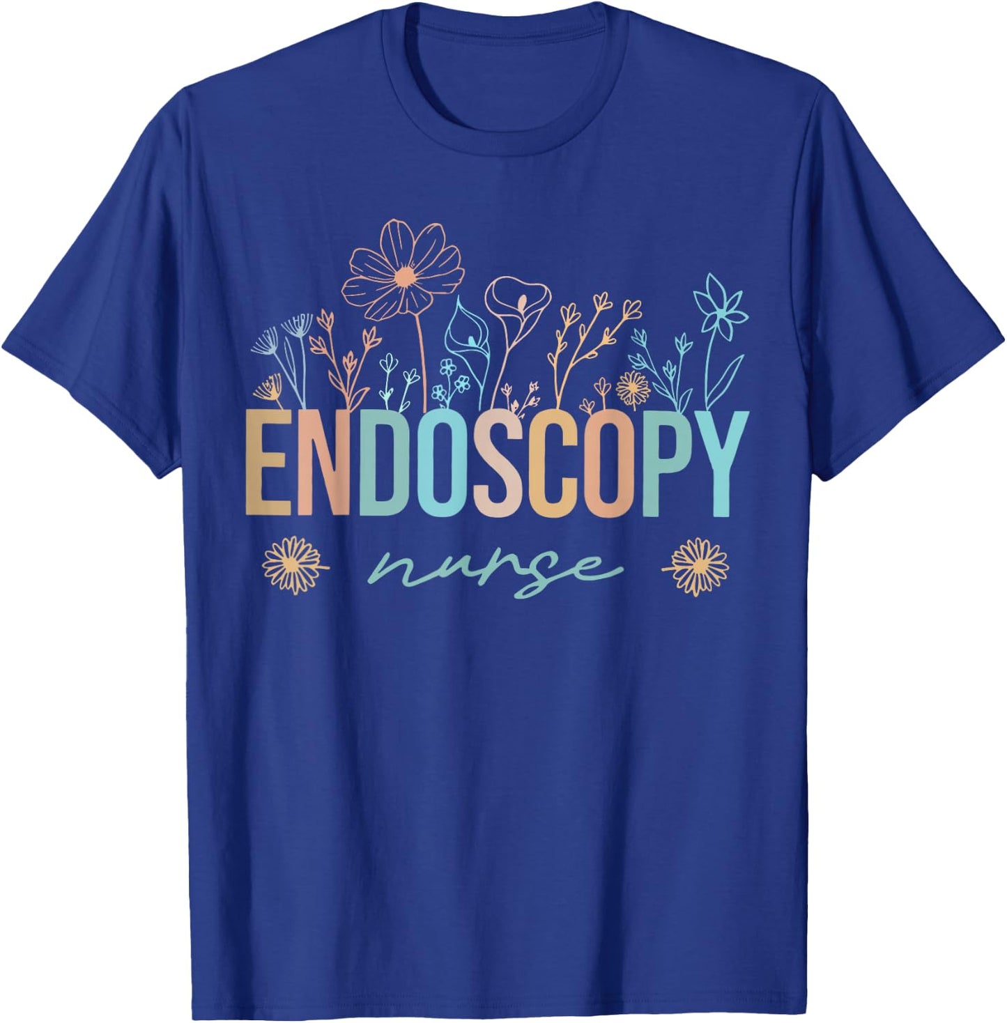 Retro Wildflower Endoscopy Nurse Nursing Nurse Appreciation T-Shirt - T-Shirt | Royal