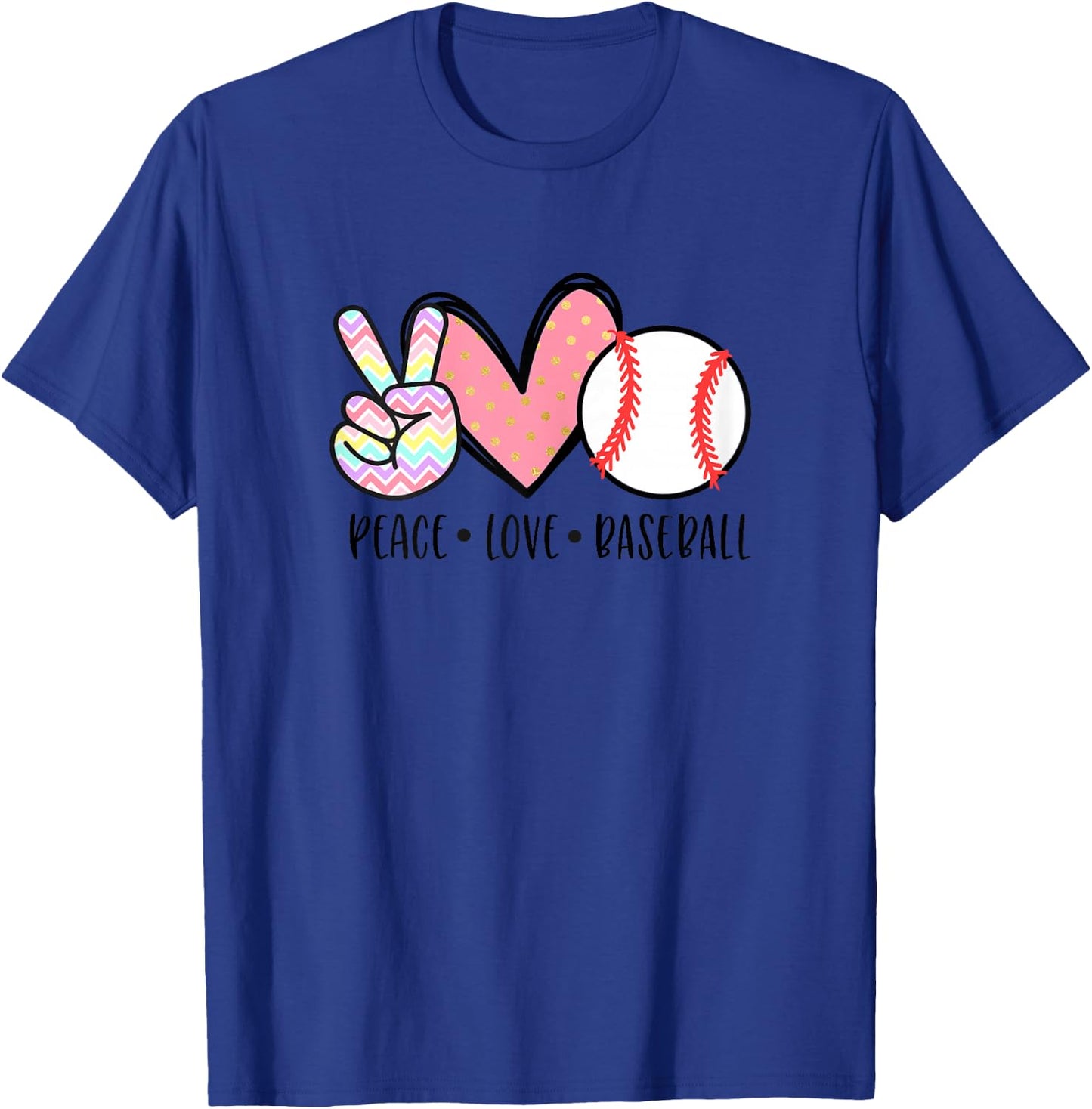 Peace Love Baseball Funny for Girls Teens Mom Women T-Shirt - T-Shirt | Royal