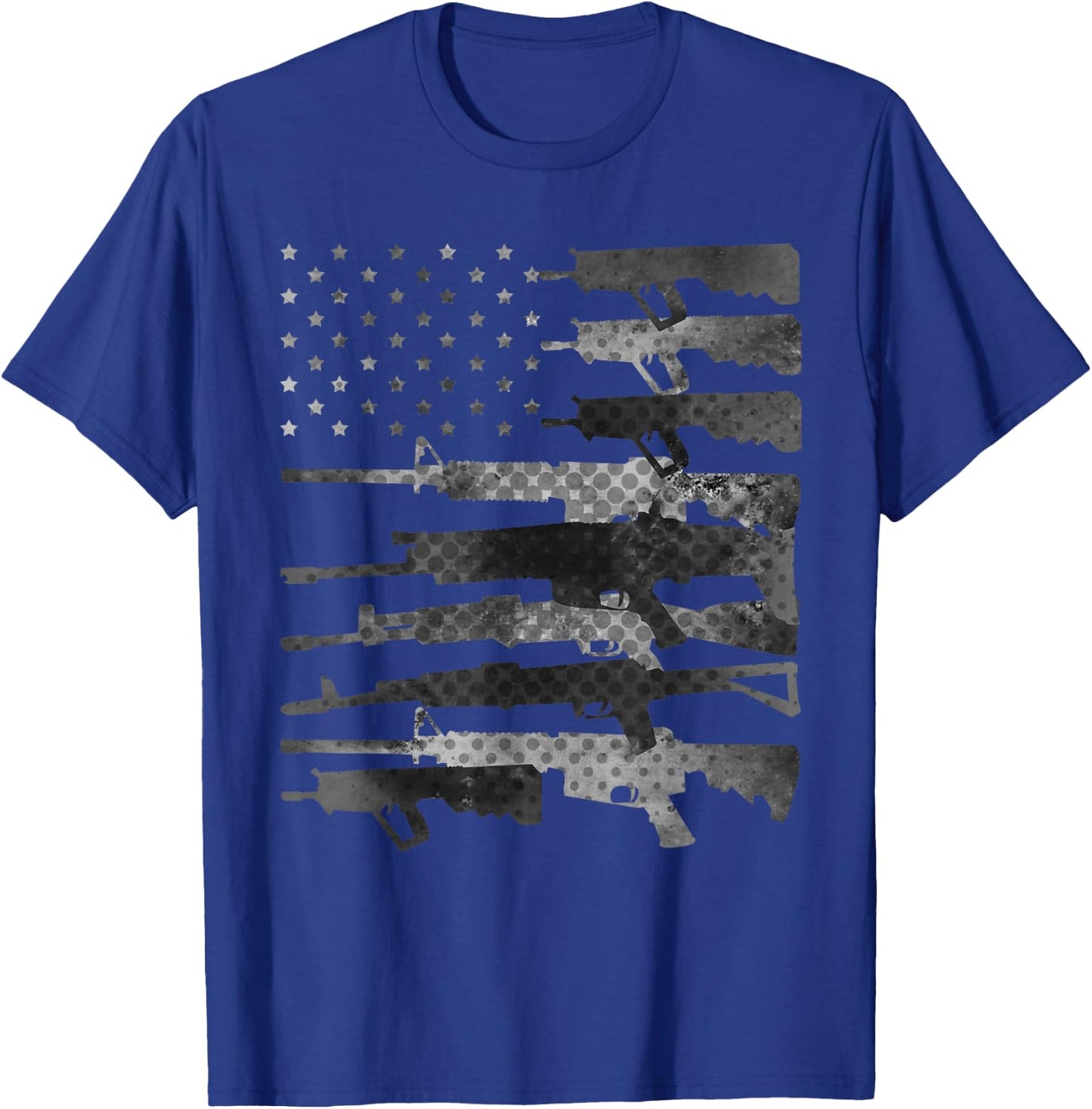 Grey American Flag Guns Vintage Patriotic US Pro-Gun Men T-Shirt - T-Shirt | Royal