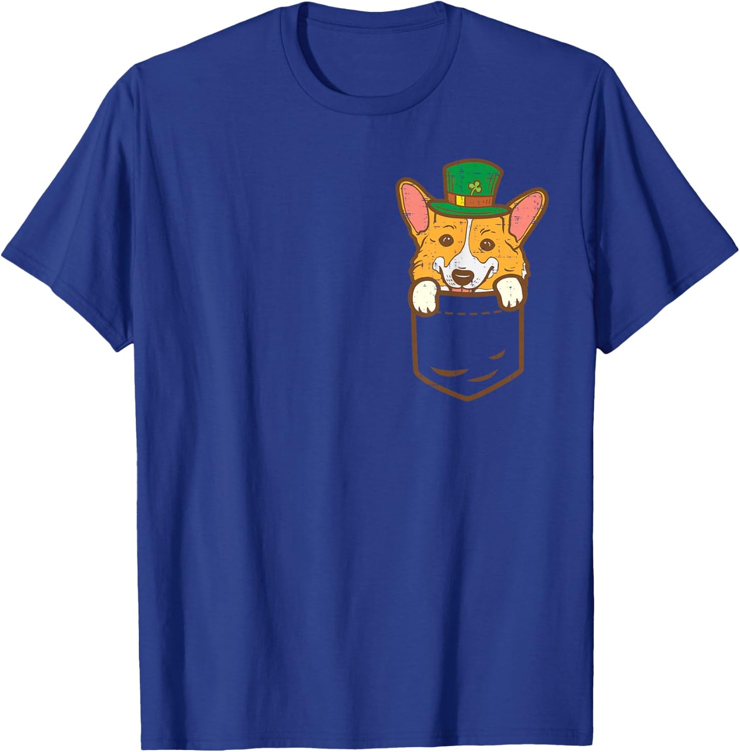 Leprechaun Welsh Corgi Pocket St Patricks Day Pet Dog Gift T-Shirt - T-Shirt | Royal