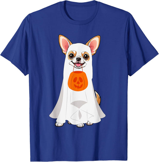 Chihuahua Ghost Pumpkin Halloween Fall Dog Lover Women Men T-Shirt - T-Shirt | Royal