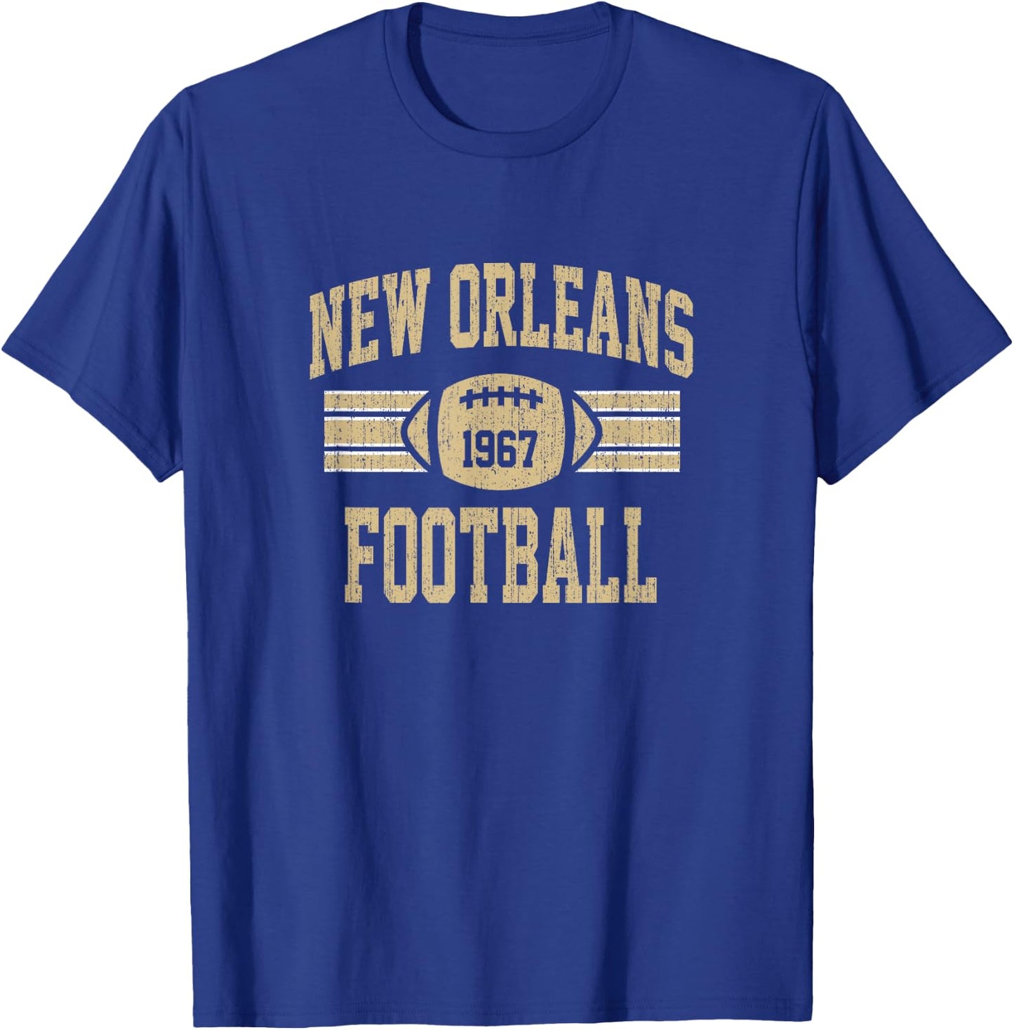 New Orleans Distressed Football Team Fan Small Bold Sports T-Shirt - T-Shirt | Royal