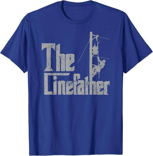 The Linefather Father’s day Gifts Electric Lineman father T-Shirt - T-Shirt | Royal