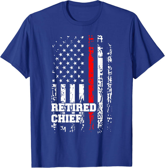 Retired Fire Chief Shirt Firefighter Rank Retirement Gift T-Shirt - T-Shirt | Royal