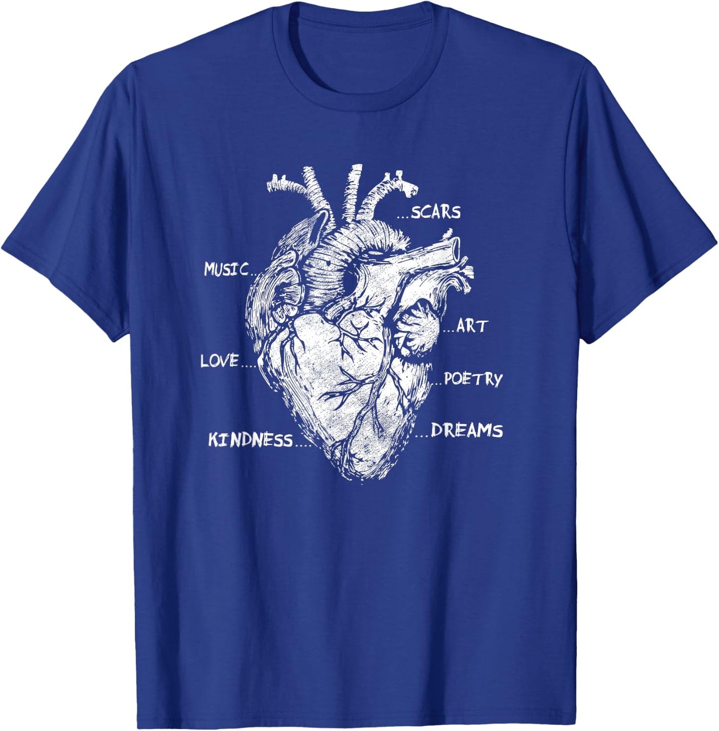 Artistic Heart Anatomical Graphic Kindness Human Anatomy Fun T-Shirt - T-Shirt | Royal
