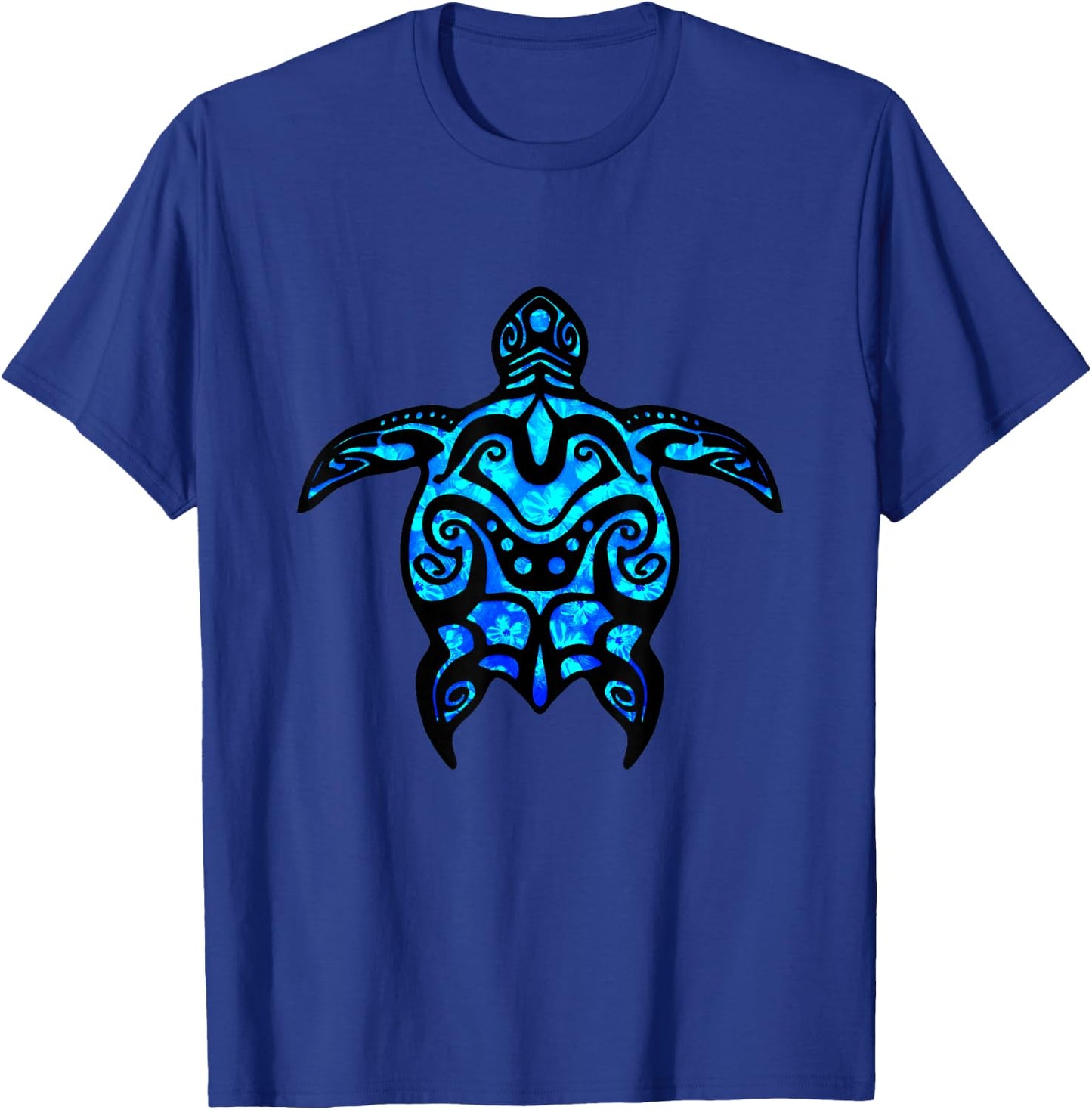 Tropical Blue Tribal Sea Turtle T-Shirt - T-Shirt | Royal