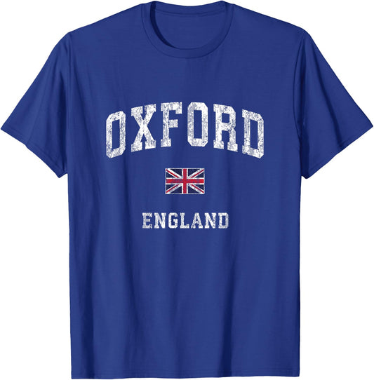 Oxford England Vintage Athletic Sports Design T-Shirt - T-Shirt | Royal