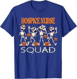 Nurse Squad Skeleton Pumpkin Spooky Halloween Hospice Nurse T-Shirt - T-Shirt | Royal