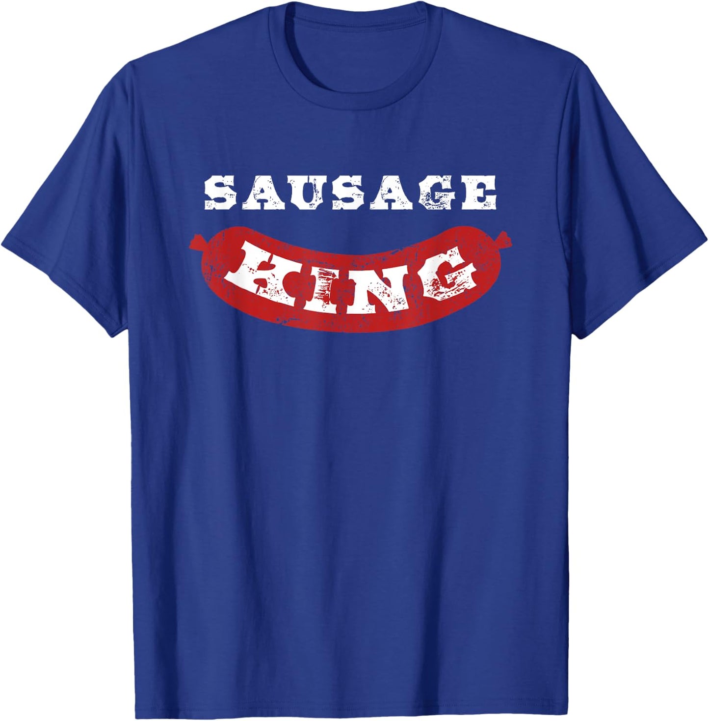 Sausage King Funny Distressed BBQ T-Shirt - T-Shirt | Royal