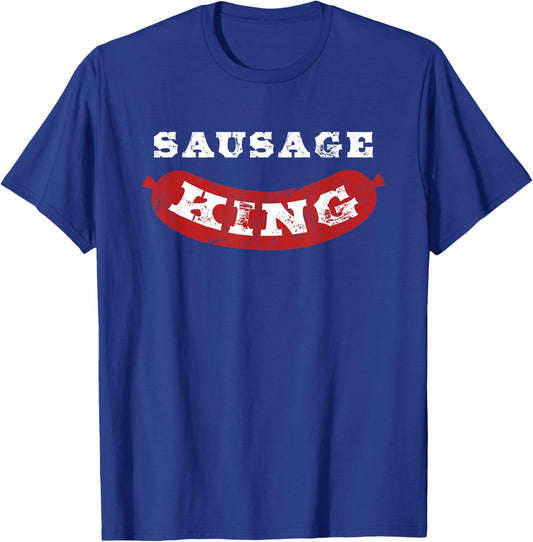 Sausage King Funny Distressed BBQ T-Shirt - T-Shirt | Royal