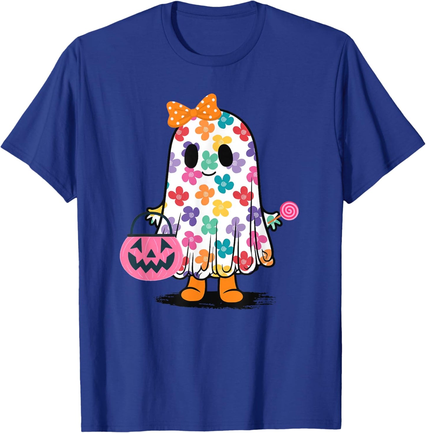 Cute Girly Ghost Flower Spooky Season T-Shirt - T-Shirt | Royal