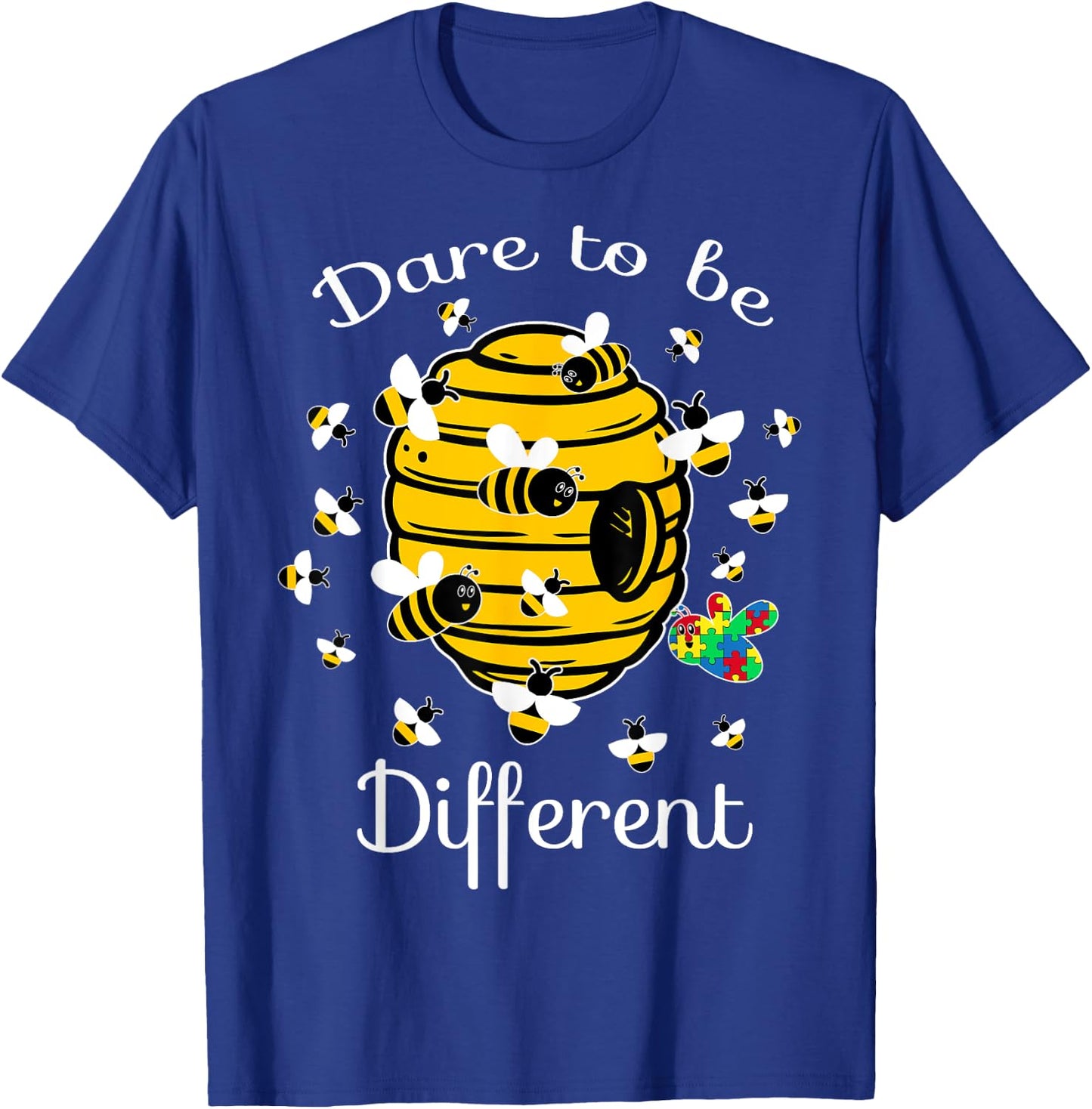 Dare To Be Different Bee Puzzle Cool Autism Awareness Gift T-Shirt - T-Shirt | Royal