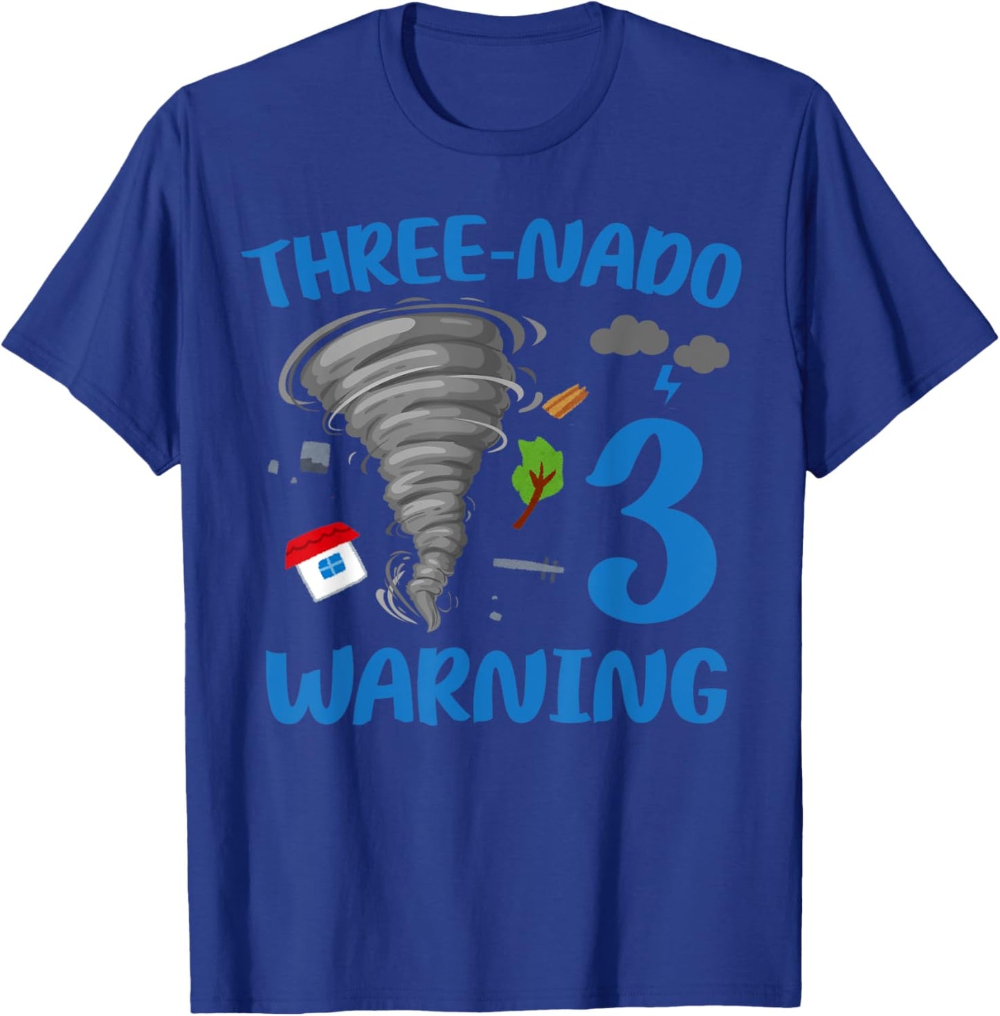 Kids Three-nado Warning 3rd Birthday Party Theme Tornado Boy T-Shirt - T-Shirt | Royal