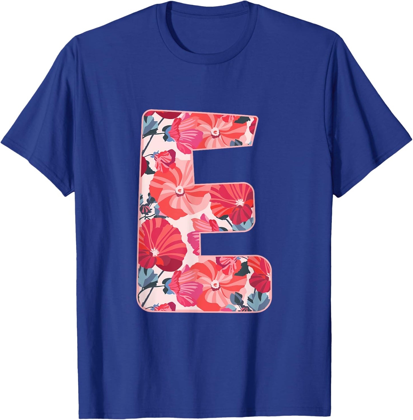 Letter E Alphabet First Name Vowels Flower Nature Gift T-Shirt - T-Shirt | Royal