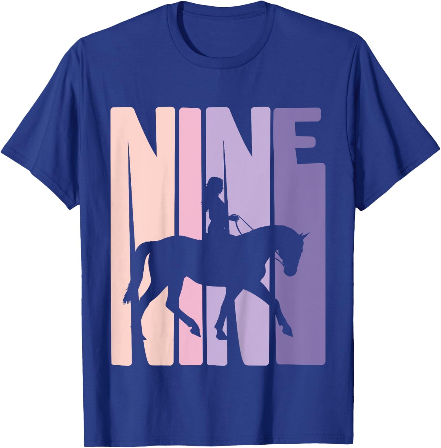 9th Birthday Gift Horse Rider Fan 9 Years Girls T-Shirt - T-Shirt | Royal