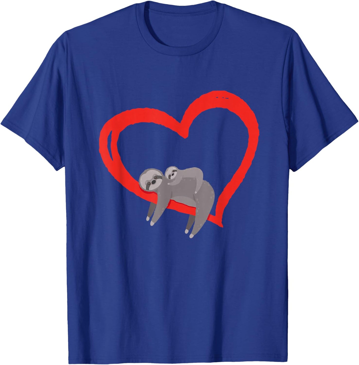 Sloth Valentine's Day, Women's Sloths Valentine's Day Heart T-Shirt - T-Shirt | Royal