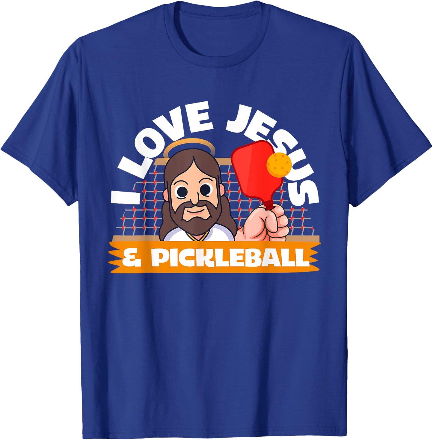 I Love Jesus & Pickleball Cartoon Fitness Workout Gift T-Shirt - T-Shirt | Royal