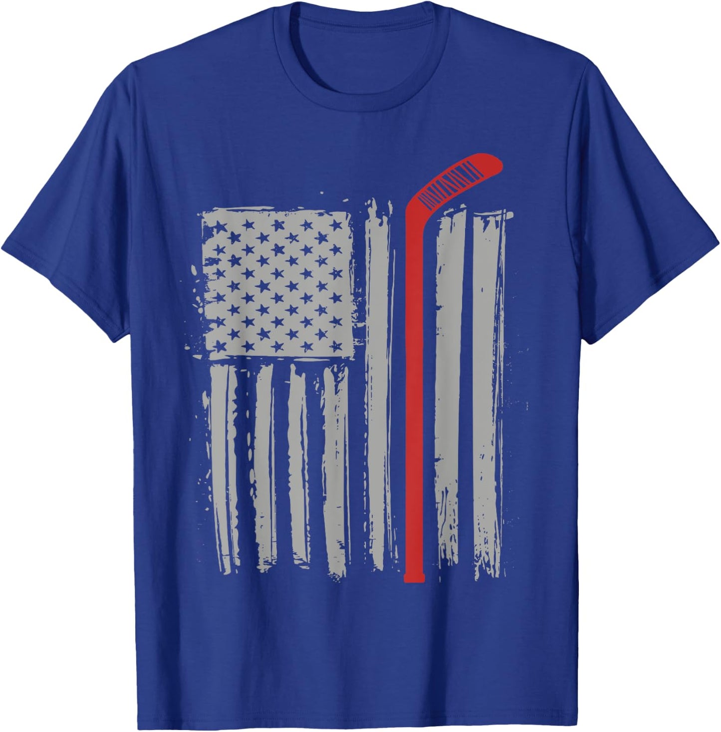 Ice Hockey American Flag Winter USA Women Kids Men T-Shirt - T-Shirt | Royal