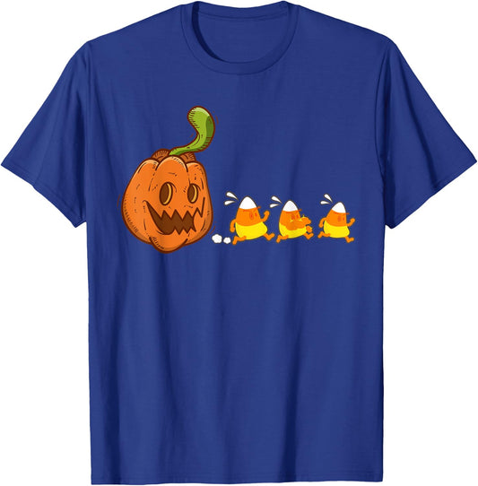 Pumpkin Ghost Eating Candy Corn Video Game Halloween 2020 T-Shirt - T-Shirt | Royal