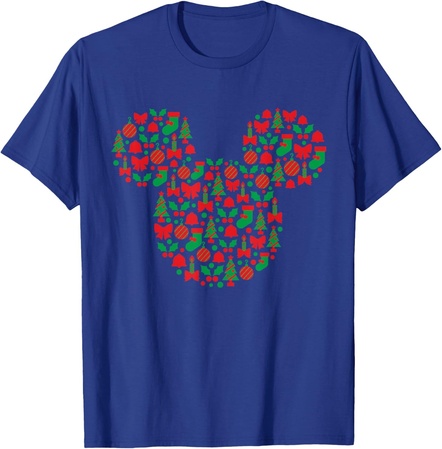 Disney Mickey Mouse Icon Red and Green Holiday Short Sleeve T-Shirt - T-Shirt | Royal