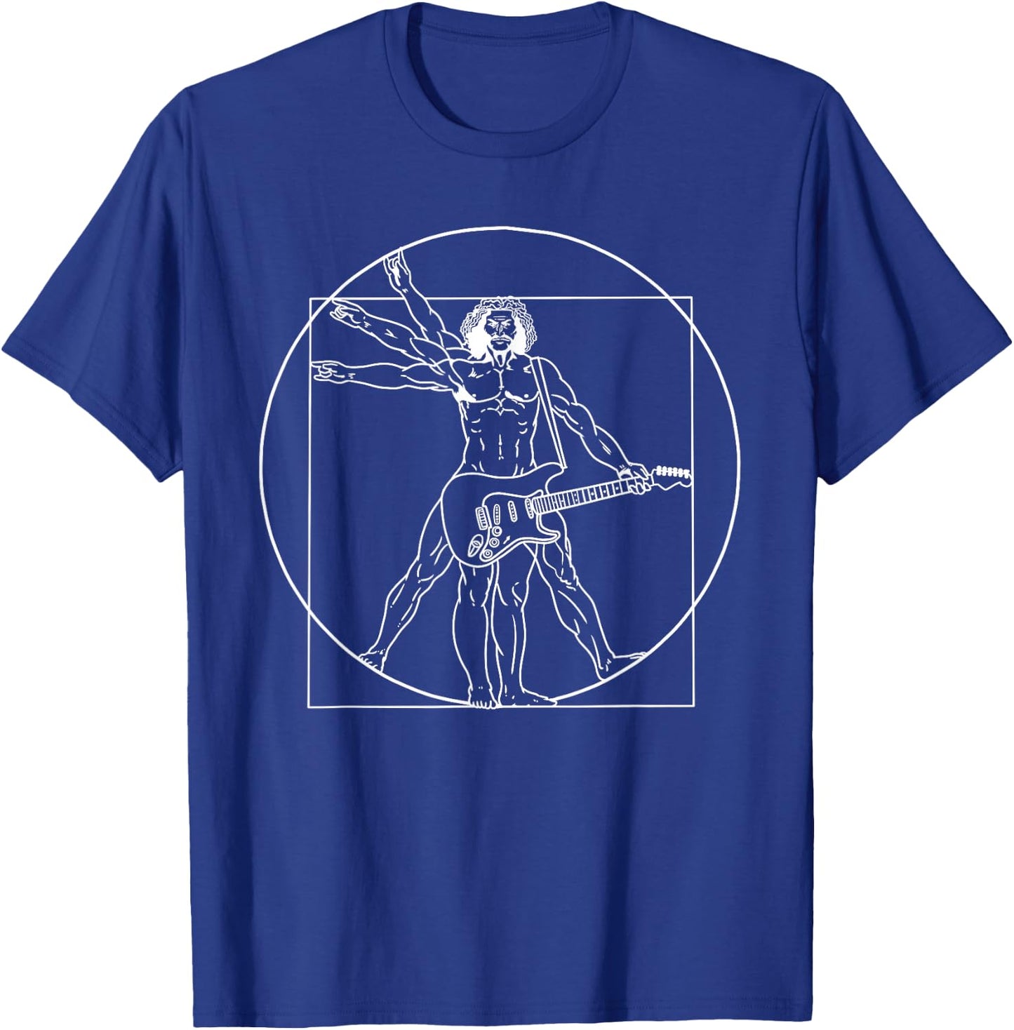 Guitar Shirt Da Vinci Vitruvian Man Guitar Player Musicians T-Shirt - T-Shirt | Royal