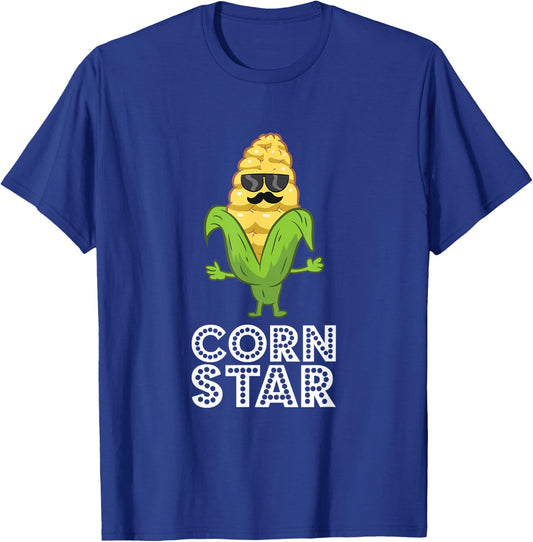 Funny Corn Star With Sunglasses Gift Corn Farmer T-Shirt - T-Shirt | Royal