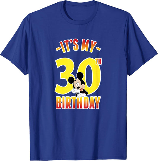 Disney Mickey Mouse It's My 30th Birthday Gradient Portrait T-Shirt - T-Shirt | Royal